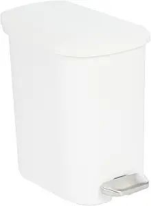 Amazon Basics Compact Bathroom Plastic Rectangular Trash Can with Steel Pedal Step, White, 6 Lite... | Amazon (US)