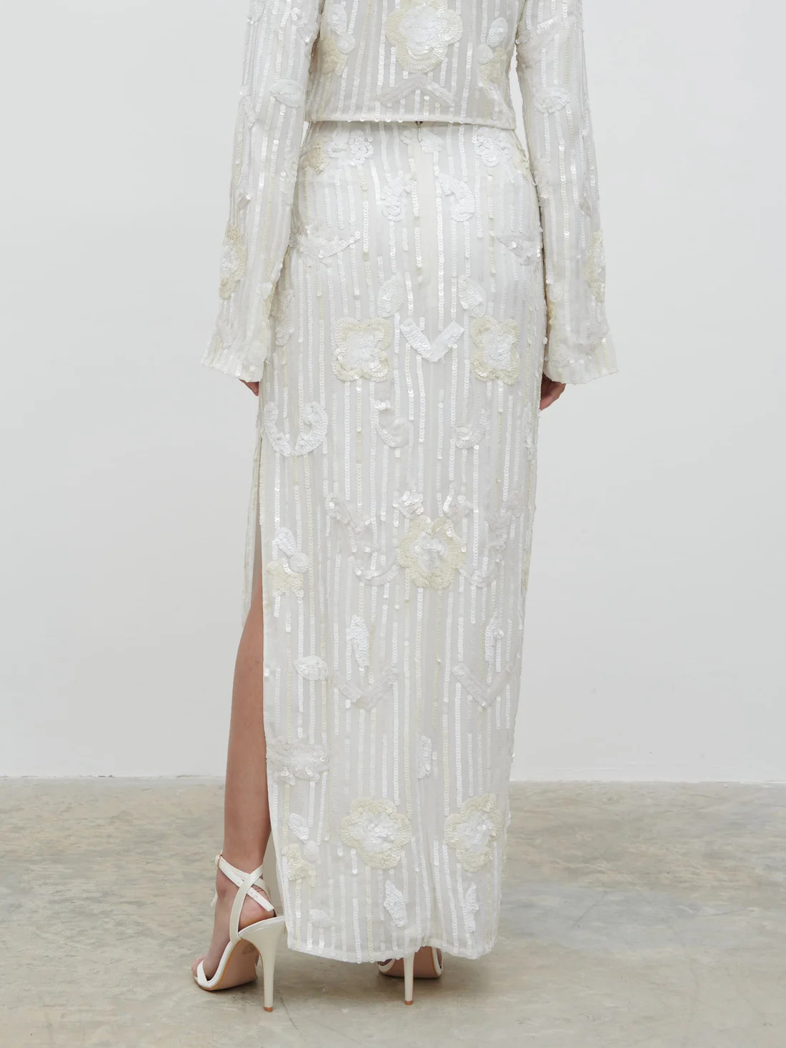 Cannes Sequin Maxi Skirt - Ivory | Pretty Lavish (UK)