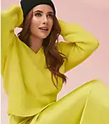 Ribtrim Relaxed V-Neck Sweater | LOFT