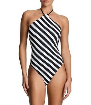 Speed Stripe Modern High Neck One Piece Swimsuit | Dillard's