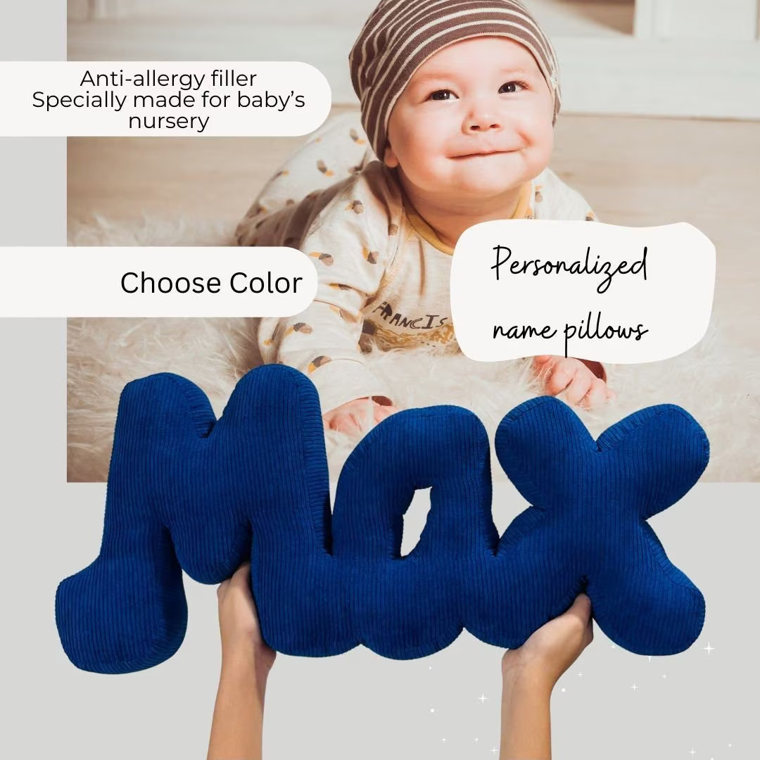 Custom Name Pillows, Personalized Cushion, Corduroy Letter Pillows, Nursery Baby Name - Etsy | Etsy (US)