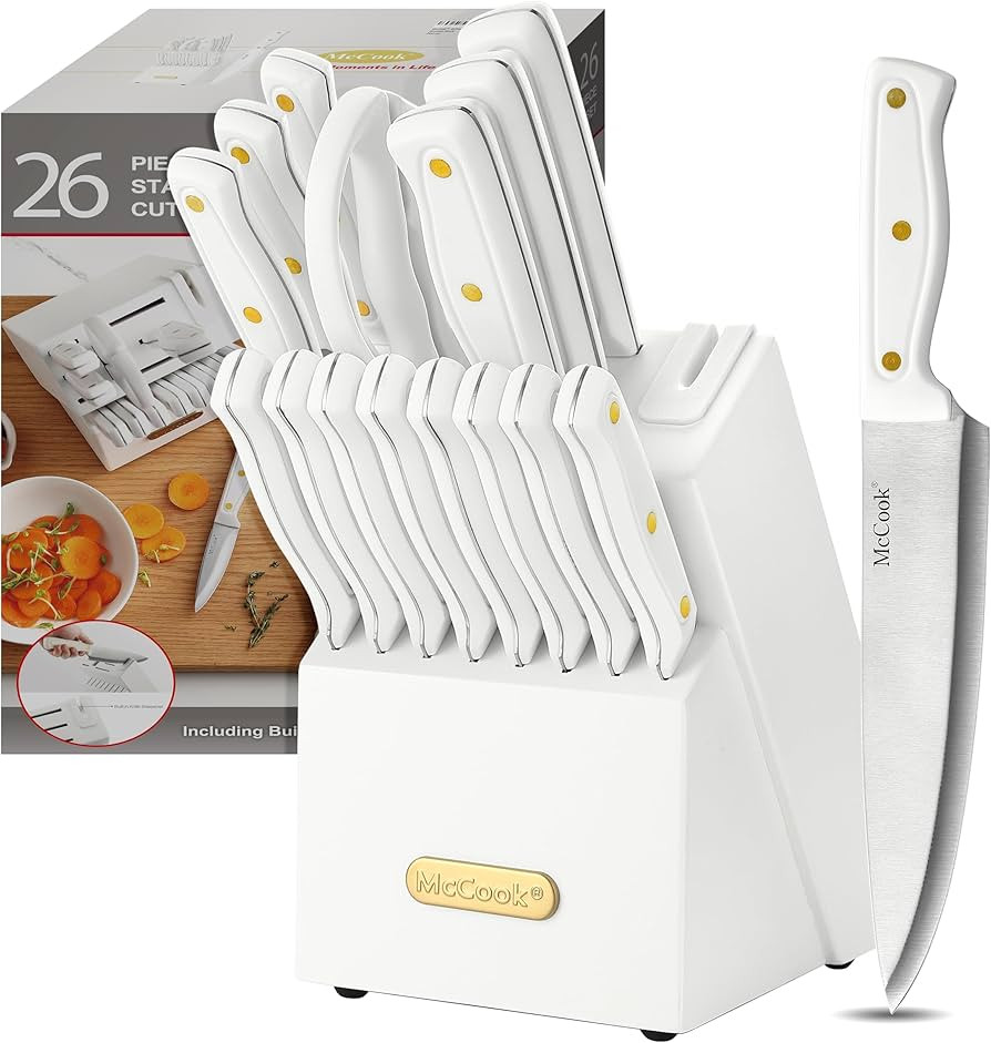 McCook® Knife Sets, White High Carbon Stainless Steel Kitchen Knife Sets with with Built-in Shar... | Amazon (US)
