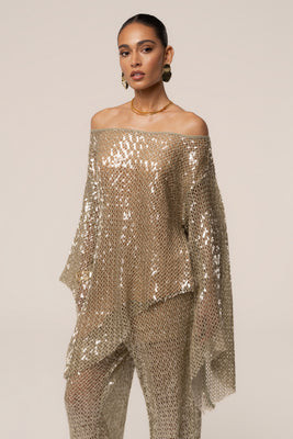 Sage Sheer Glow Sequin Top | JLUXLABEL US