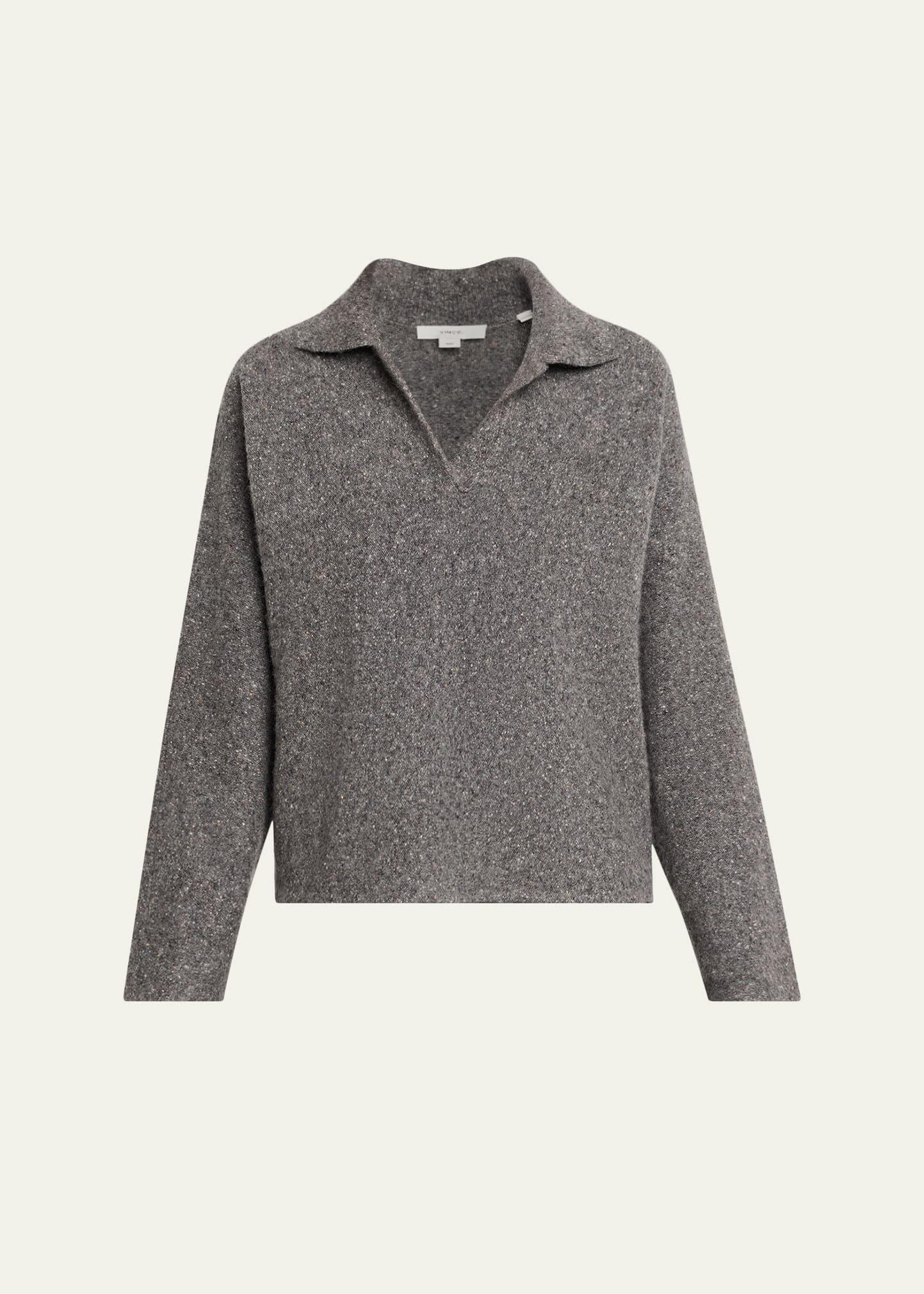 Vince Donegal Plush Cashmere Dolman-Sleeve Polo Sweater | Bergdorf Goodman