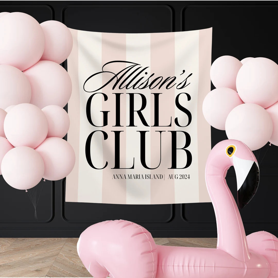Bachelorette Banner, Custom Girls Club Bach Party Welcome Sign Photo Backdrop, Preppy Old Money A... | Etsy (US)
