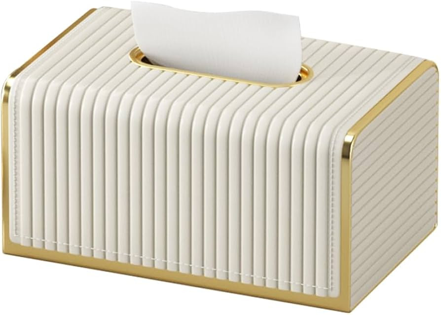 LEASYLIFE Gold Tissue Box Cover,pu Leather Tissue Box Cover Rectangle,Clear Tissue Box,Square Tis... | Amazon (US)