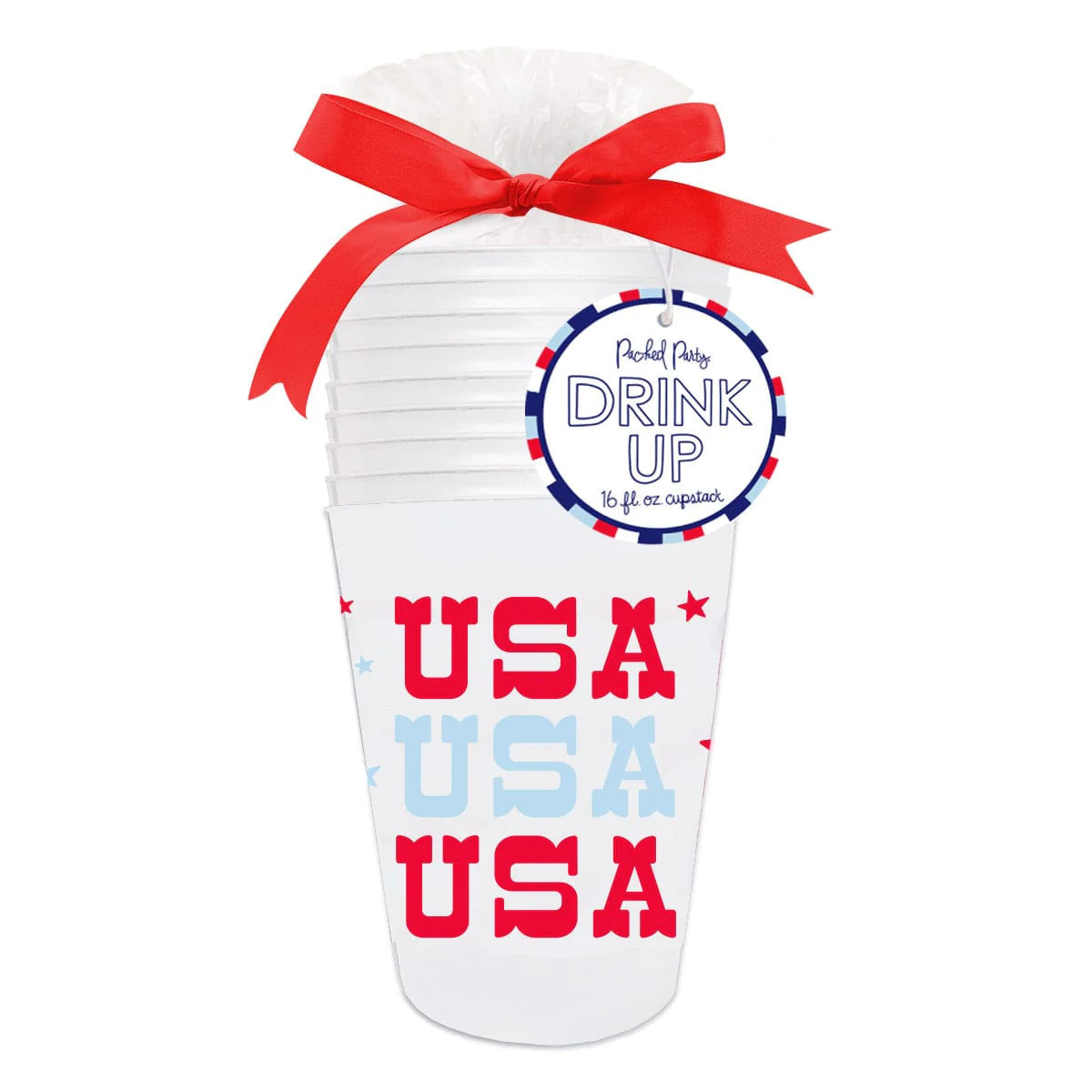 USA Party Shatterproof Reusable Stackable Cups (Set of 10) | Packed Party