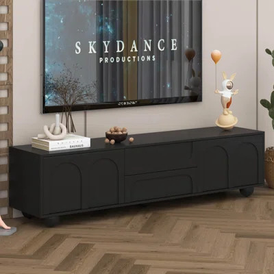 TV Stand With Arched Doors & 2 Drawers, Modern Media Console For Tvs Up To 75'', 5 Iron Round Legs, With Rebound Device, For Living Room | Wayfair North America