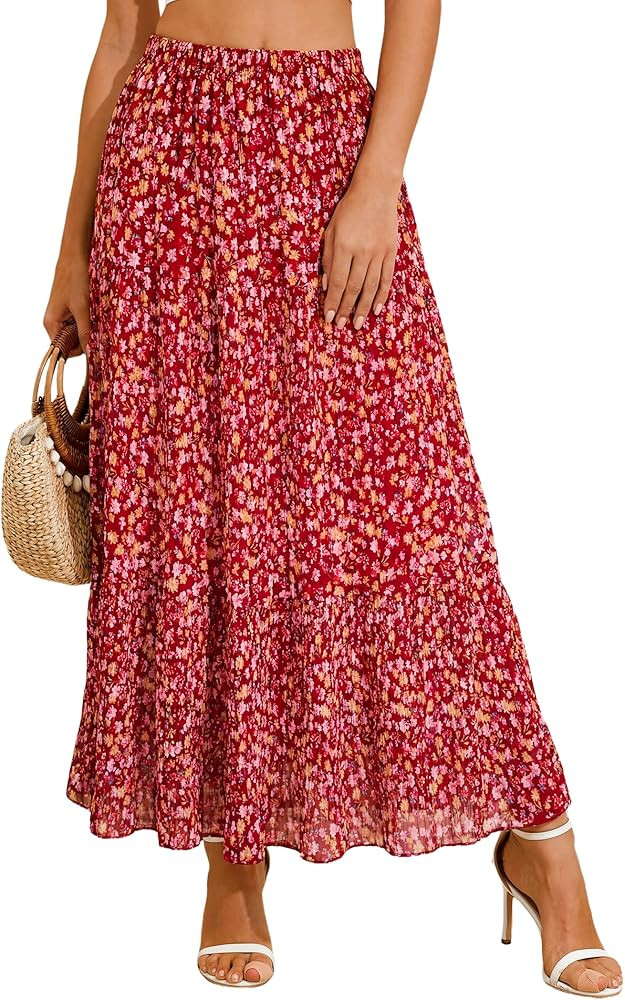 Arolina Chiffon Boho Maxi Skirts for Women Tiered A-Line Long Skirt Flowy Casual Summer Beach Vac... | Amazon (US)
