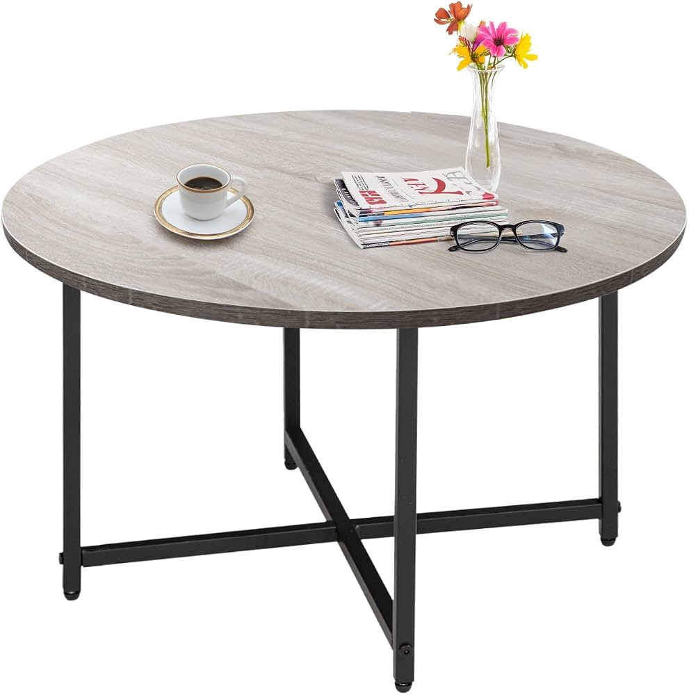Round Coffee Table, 23.6'' Modern Small Coffee Table Sofa Table Tea Table for Living Room, Office... | Amazon (US)