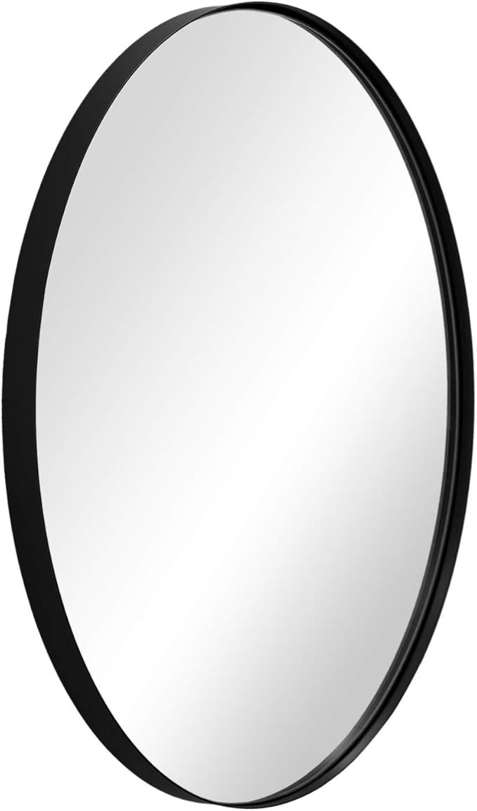 ANDY STAR Oval Wall Mirror | 22x30x1'' Modern Black Bathroom Mirror with Stainless Steel Metal Fr... | Amazon (US)