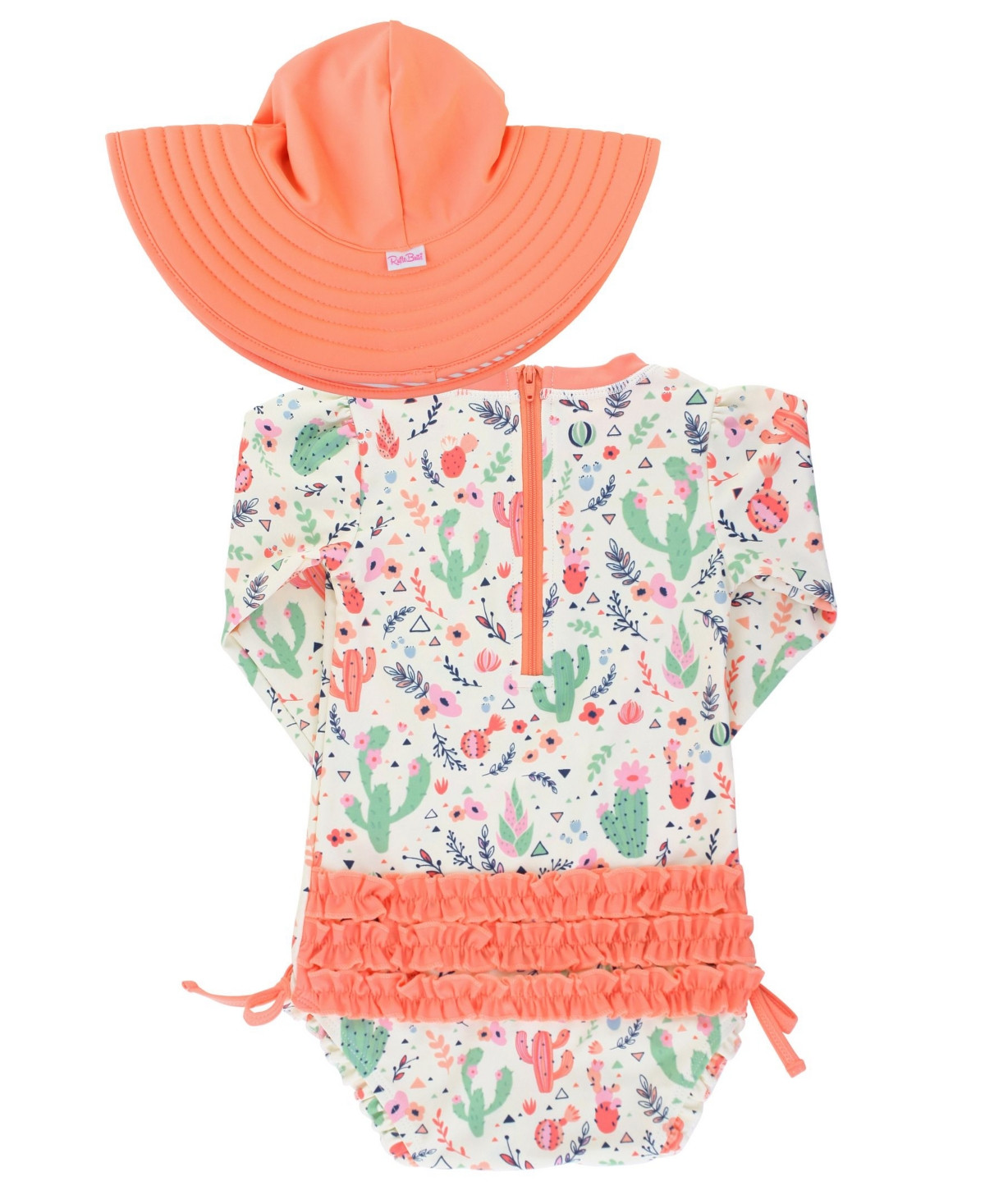 Rufflebutts Baby Girls Long Sleeve Rash Guard Swimsuit Swim Hat Set | Macys (US)