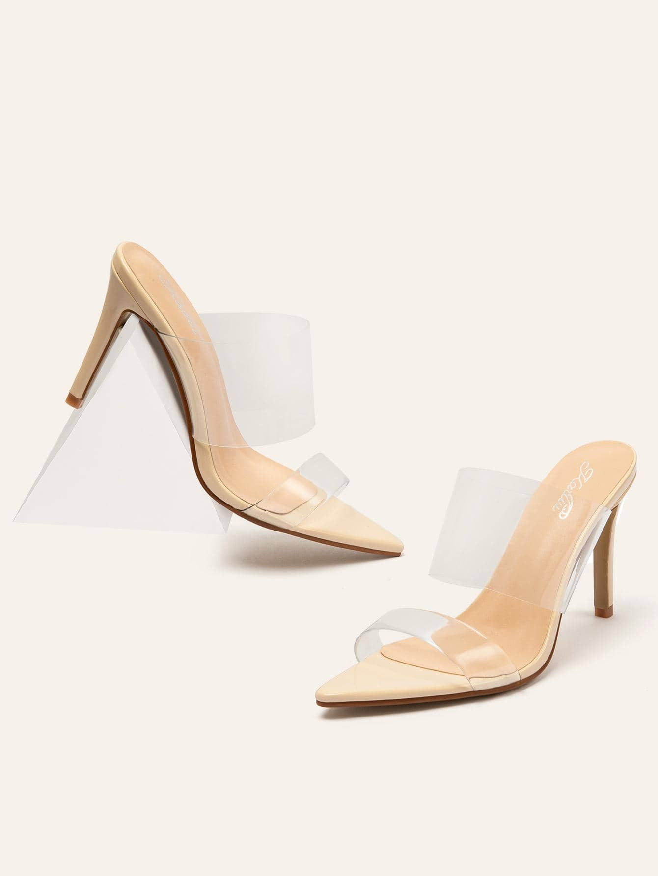 New
     
      Women's Clear Pointed Toe Heels Sandals Transparent Strap Stiletto High Heels Sli... | SHEIN