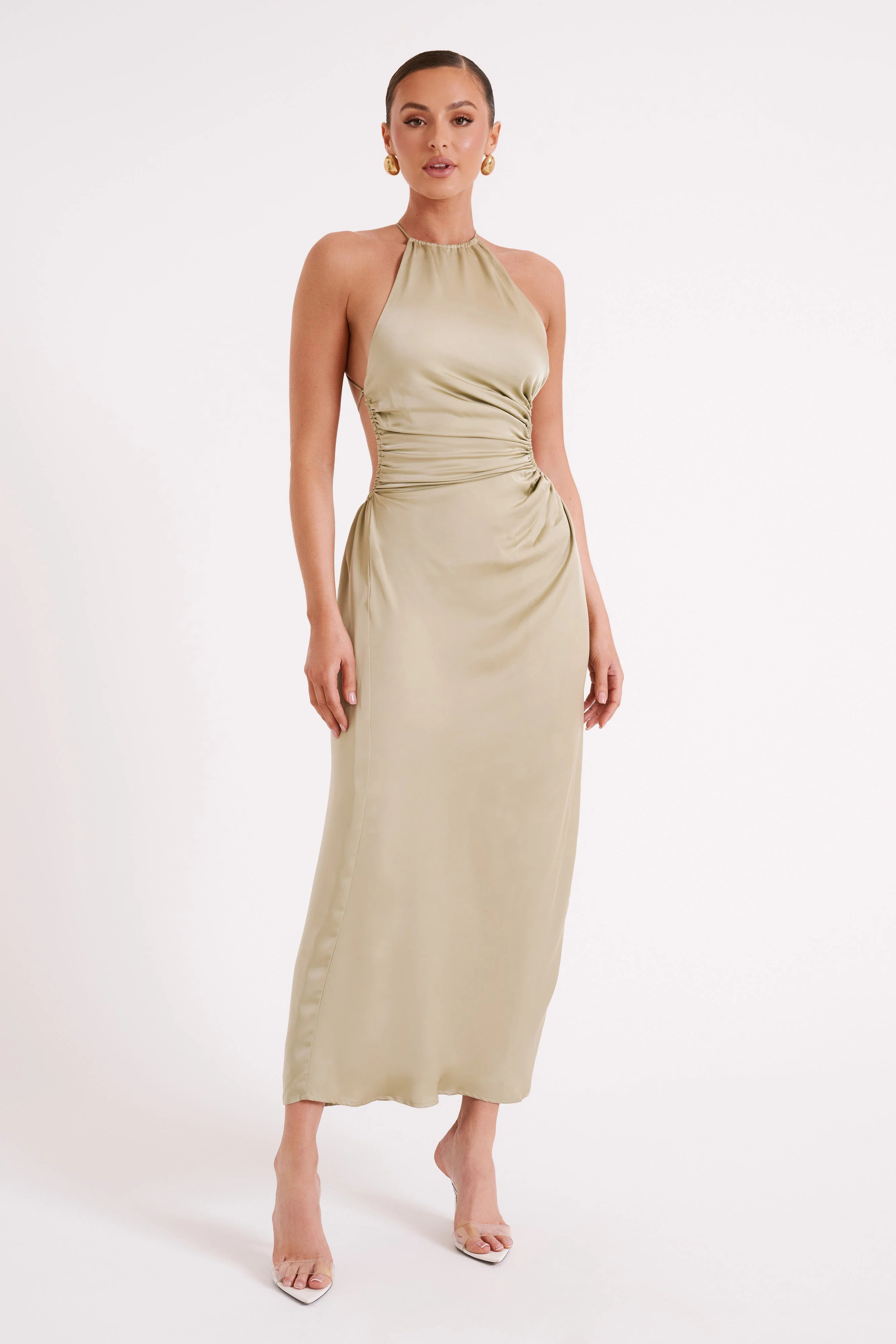 Rosalina Cut Out Maxi Dress - Sage | MESHKI US