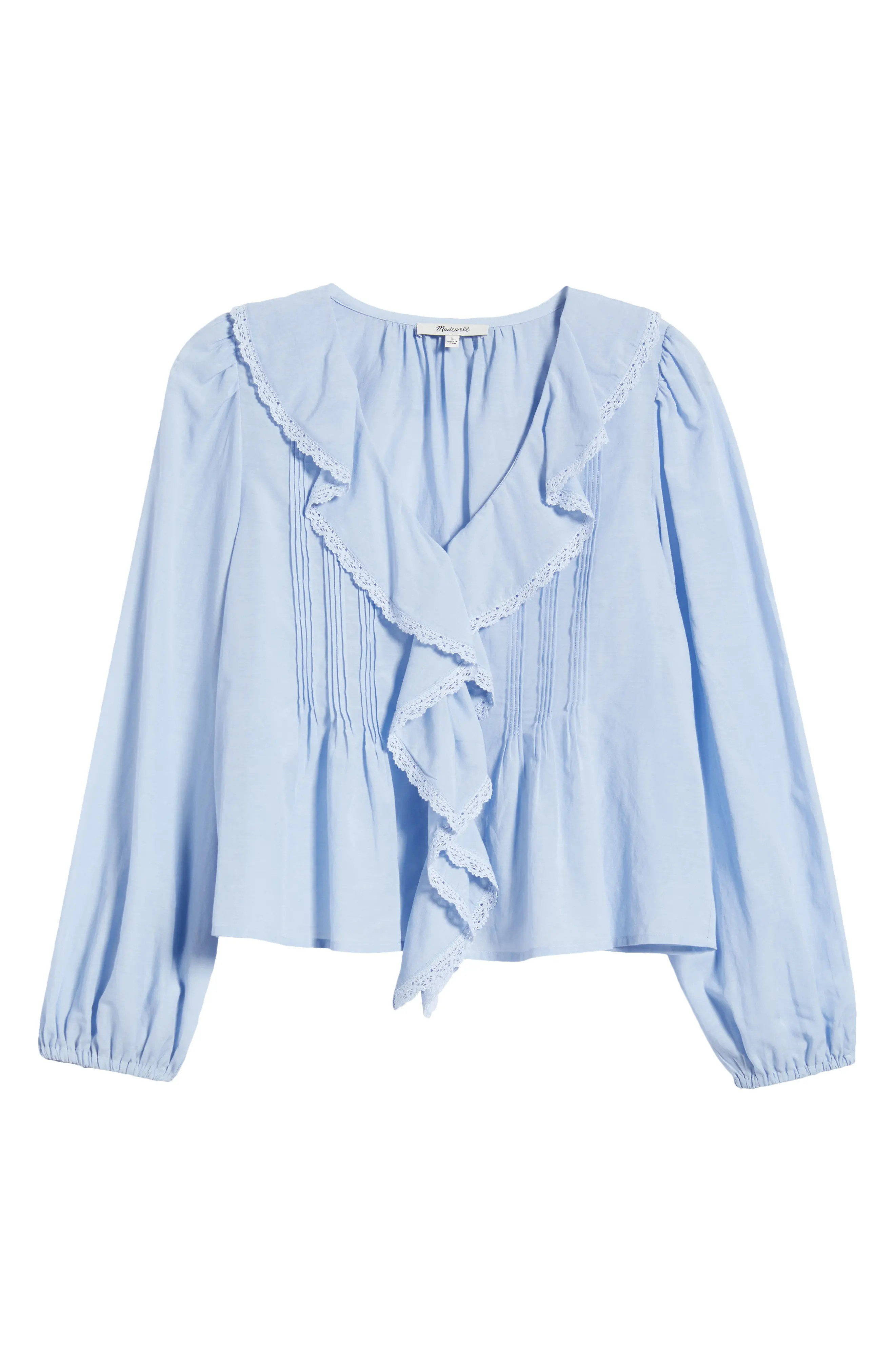 Lace Insert Ruffled Pintuck Long Sleeve Top | Nordstrom