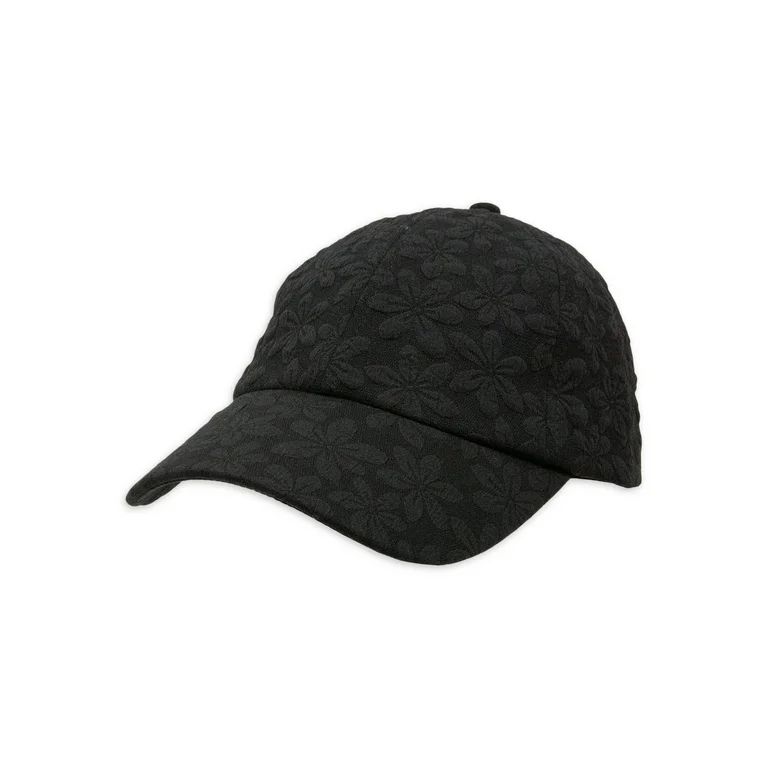 Ladies Time and Tru Floral Quilted Baseball Style Hat, Black Soot | Walmart (US)