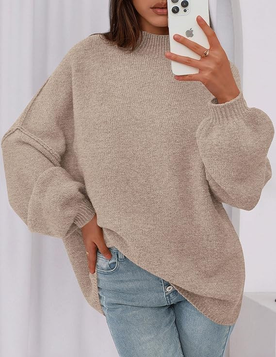 PRETTYGARDEN Women's 2025 Fall Oversized Sweaters Chunky Knit Mock Neck Long Sleeve Casual Trendy... | Amazon (US)