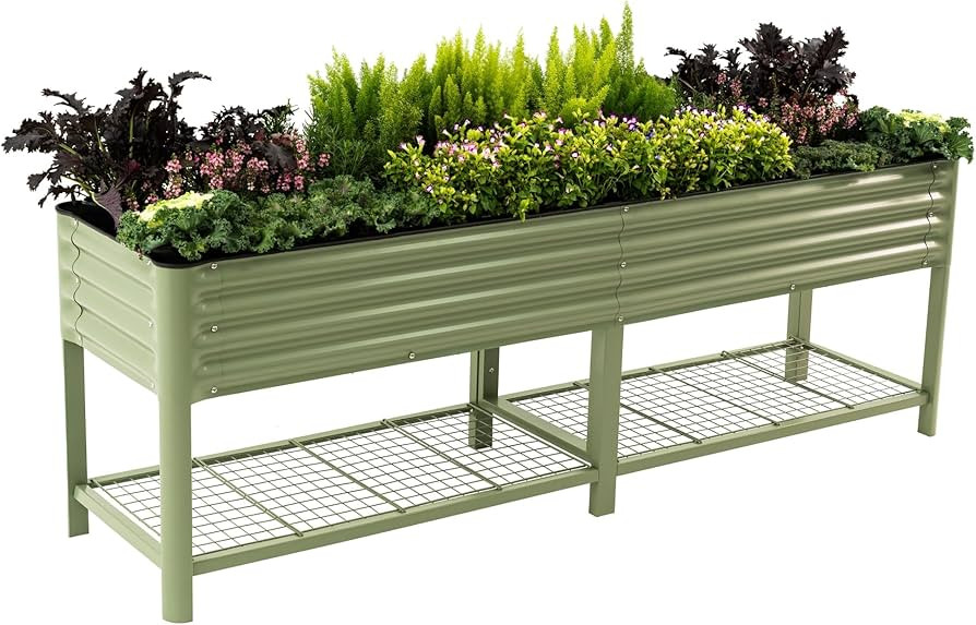 Elevated Raised Garden Bed-V Series, 2' x 8' Garden Beds with Legs & Storage Rack for Patio Porch... | Amazon (US)