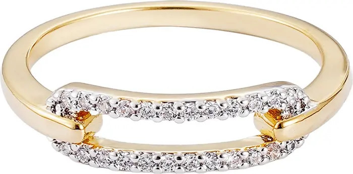 14K Gold Plated Cubic Zirconia Link Ring | Nordstrom Rack