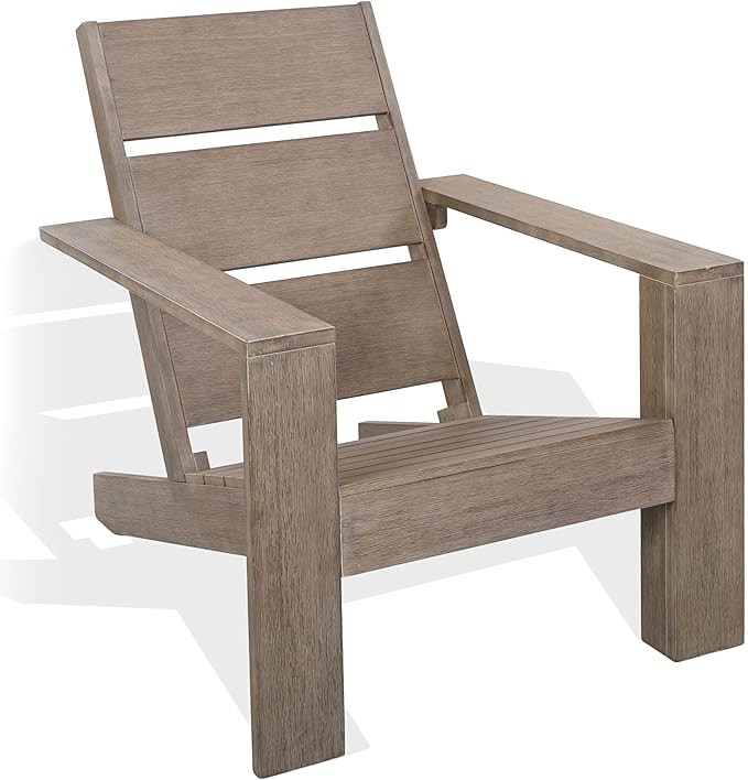 SAFAVIEH Couture - Outdoor Coral Adirondack Chair - Grey Eucalyptus Solid Wood - Weather Resistan... | Amazon (US)