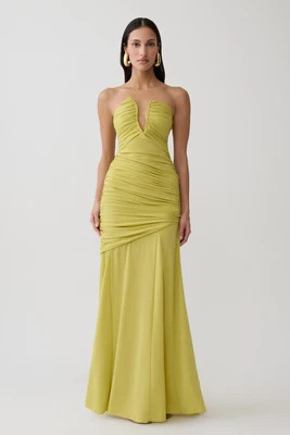 Kaiydo Gathered Centre Wire Maxi Dress / Orchard Moss | MESHKI | S | MESHKI US