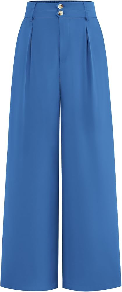 BTFBM Women Wide Leg Dress Pants 2026 High Waisted Button Pleated Business Casual Trousers Office... | Amazon (US)