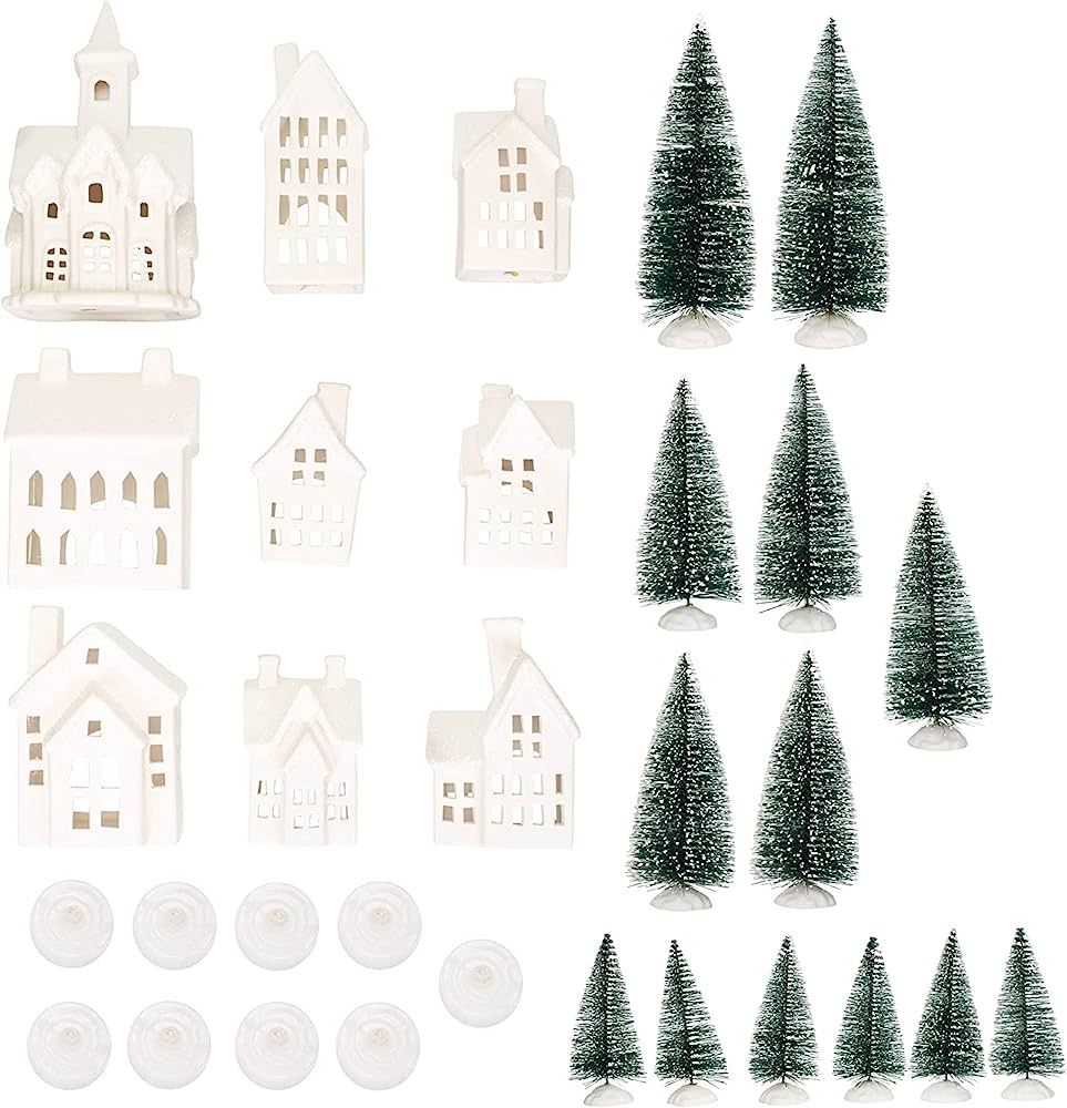 Mark Feldstein & Associates Winter Village LED Tea Light 31 Piece Porcelain Tabletop Christmas Fi... | Amazon (US)