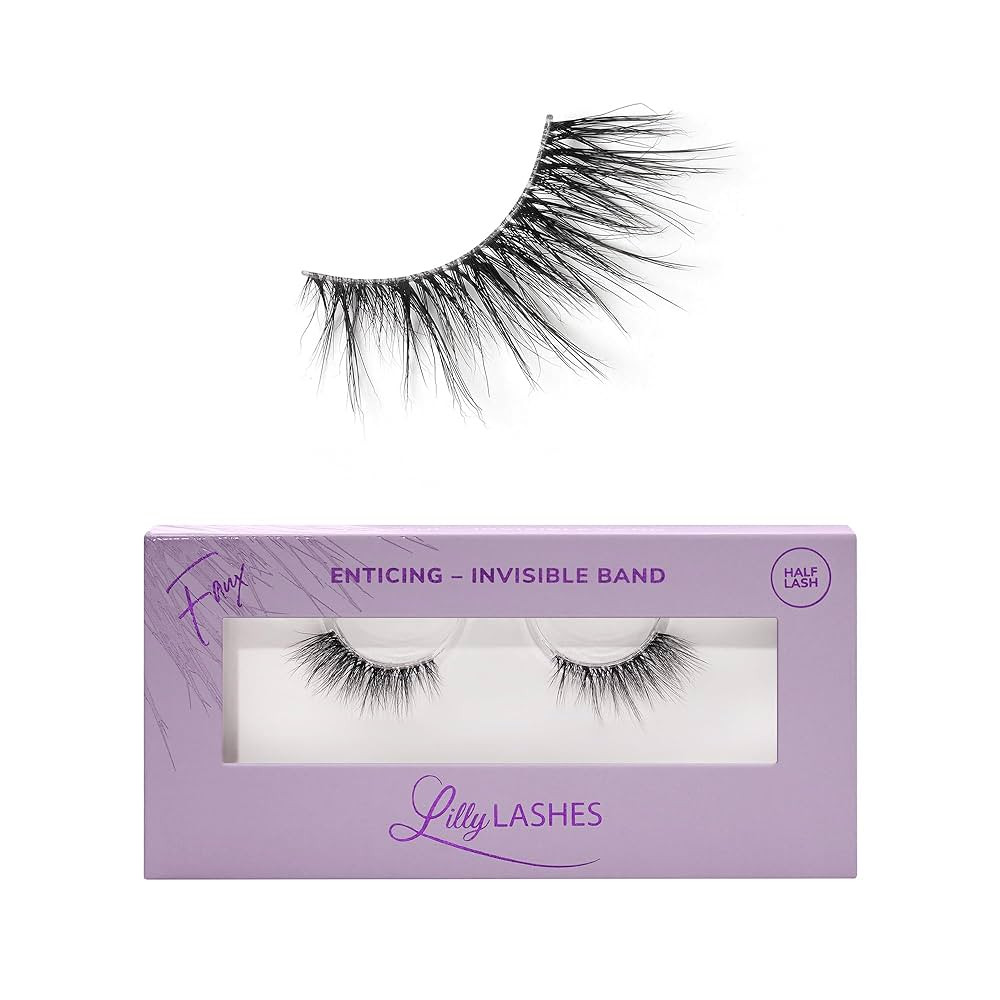 Lilly Lashes Sheer Band, False Eyelashes w/Invisible Band Lashes, Half Lashes Natural Look, Half ... | Amazon (US)