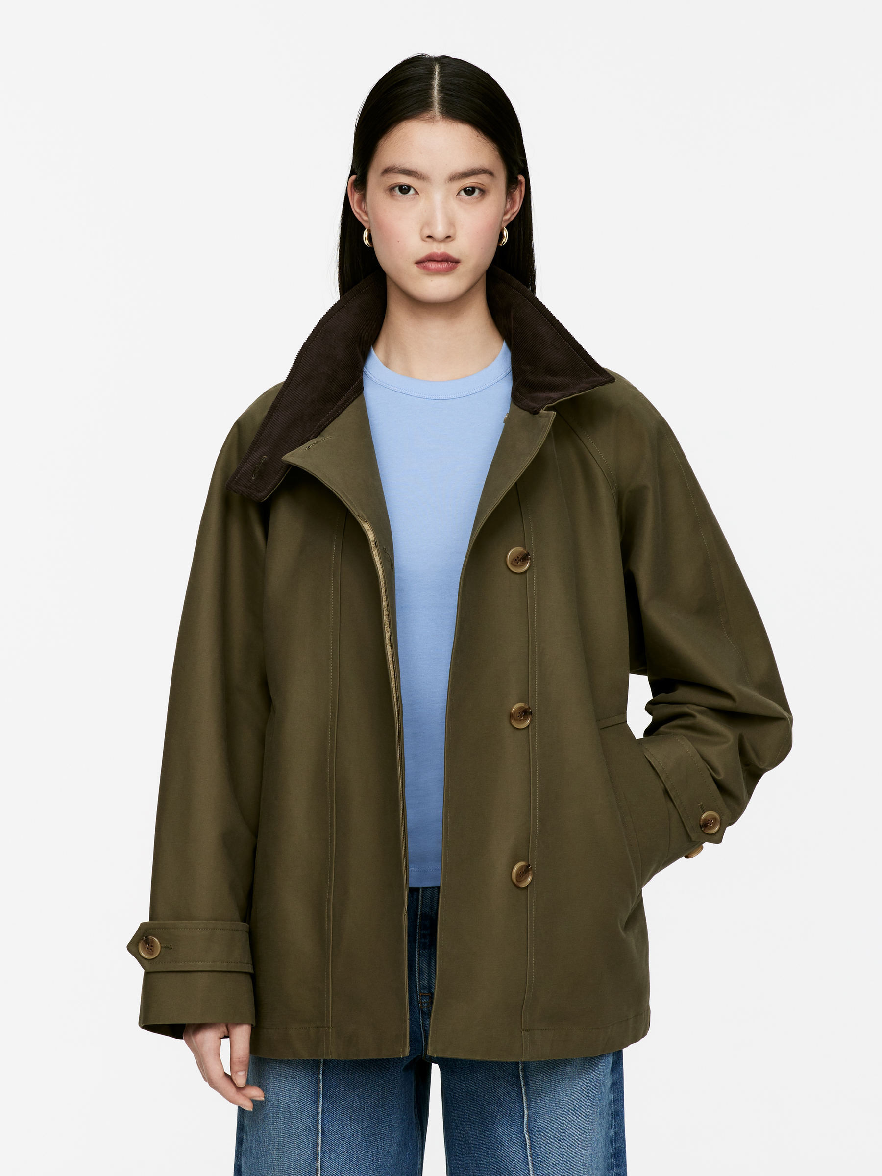 Short Trench Coat – Khaki Green – Women – ARKET GB | Arket UK