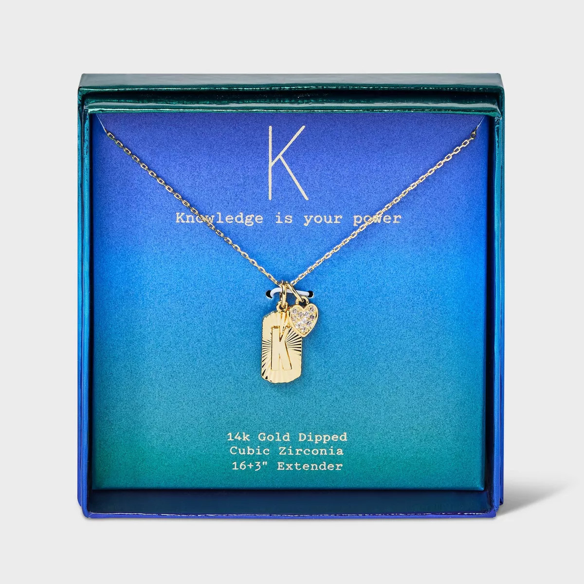 14K Gold Dipped with Cubic Zirconia Heart Initial Pendant Necklace - A New Day™ Gold | Target
