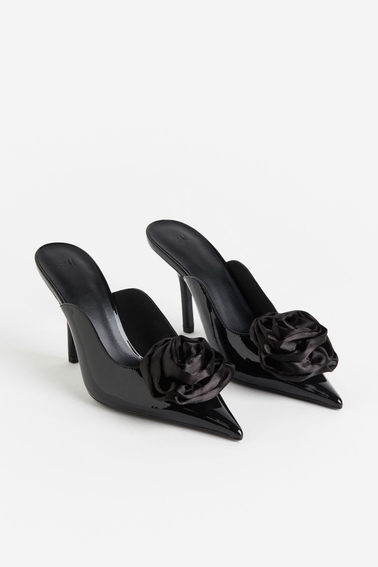 Appliquéd heels - Black - Ladies | H&M GB | H&M (UK, MY, IN, SG, PH, TW, HK)