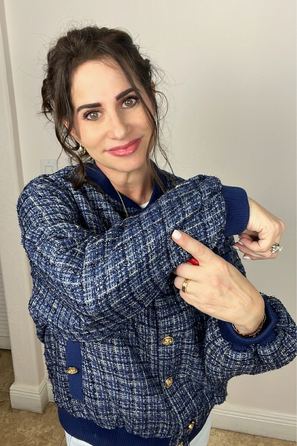 Loving this tweed bomber jacket 
Size sm 

#LTKunder100 #LTKstyletip #LTKSeasonal