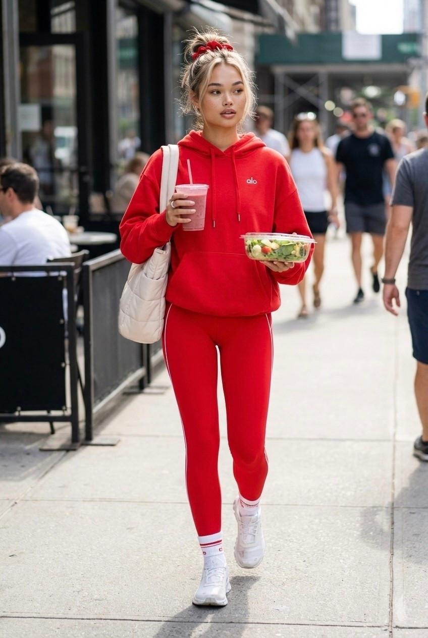 This Alo Yoga red set is one of those workout outfits that works beyond the gym — I wear a small in both the hoodie and leggings, and the fit is supportive without feeling restrictive. Styled with On Cloud sneakers (women’s 8) for errands, smoothies, and getting steps in. Perfect if you love elevated athleisure that still feels effortless and wearable all day.

#LTKfitnessgoals #LTKdayinmylife 

#LTKActive