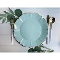 Light Blue Dinner Plates With Gold Edge | Etsy (US)