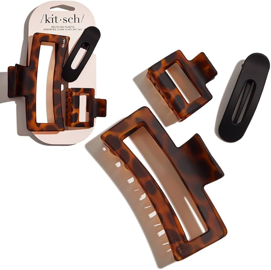 Kitsch Assorted Hair Claw Clips for Women - Recycled Plastic Large Claw Clips & Medium Rectangle ... | Amazon (US)