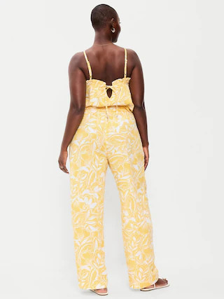 High-Waisted Crinkle Gauze Barrel Ankle Pants | Old Navy (CA)