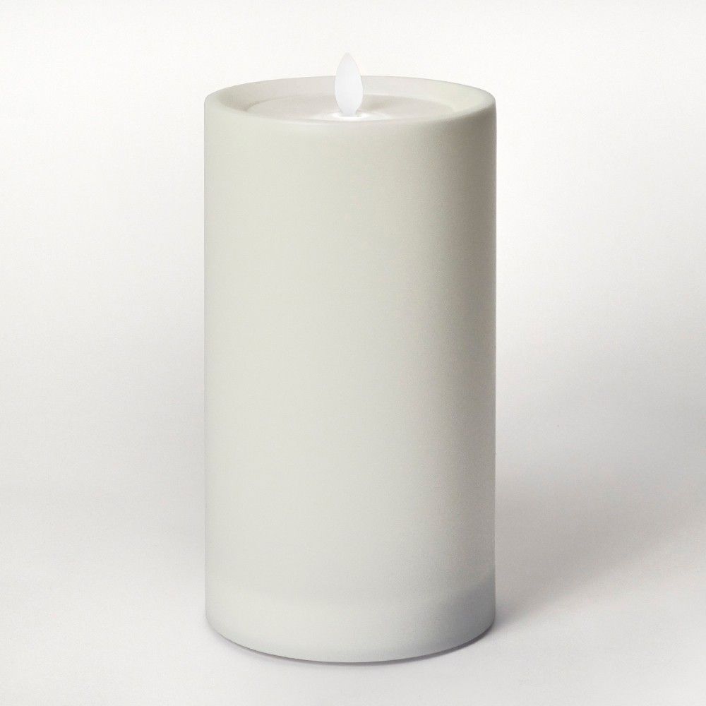 9"" Outdoor LED Motion Flame Resin Candle White - Threshold | Target