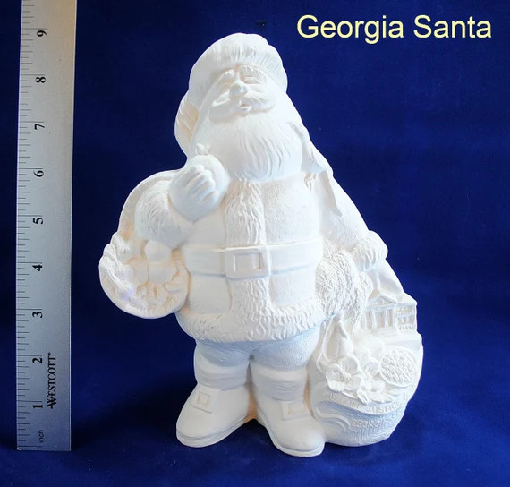 Georgia State Santa in ready to paint ceramic bisque, Christmas Santa, ceramic Santa, vintage cer... | Etsy (US)