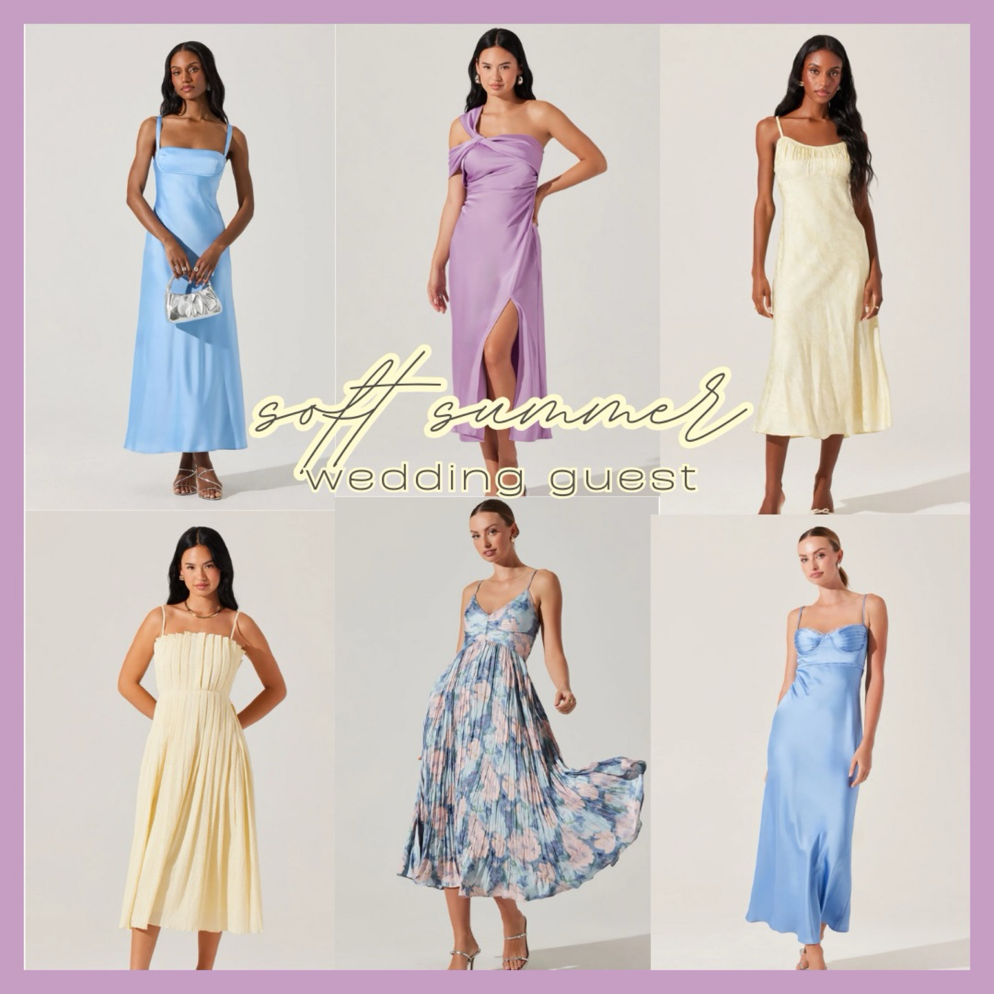 Soft Summer Season Wedding Guest

#softsummerseason #softsummer
#softsummercolor 

#LTKSummerEdit #LTKWedding #LTKSeasonal