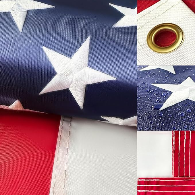 American Flag 2.5x4 Ft for Outside Embroidered Stars USA Flag Striped patchwork sewing 210D Polye... | Amazon (US)