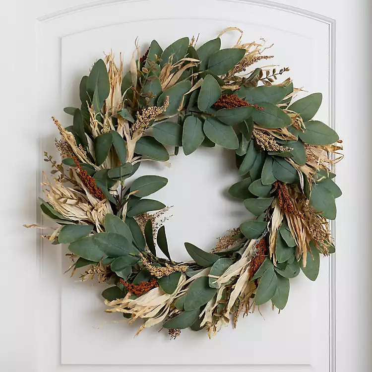 Green Eucalyptus and Heather Wheat Wreath | Kirkland's Home