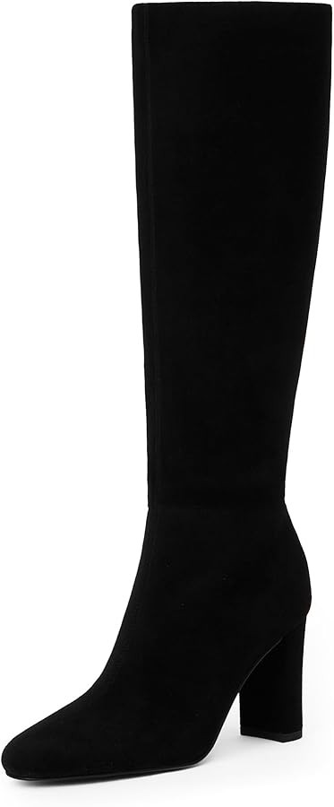Modatope Knee High Boots for Women Chunky Heel Rounded Toe Womens Tall Boots | Amazon (US)