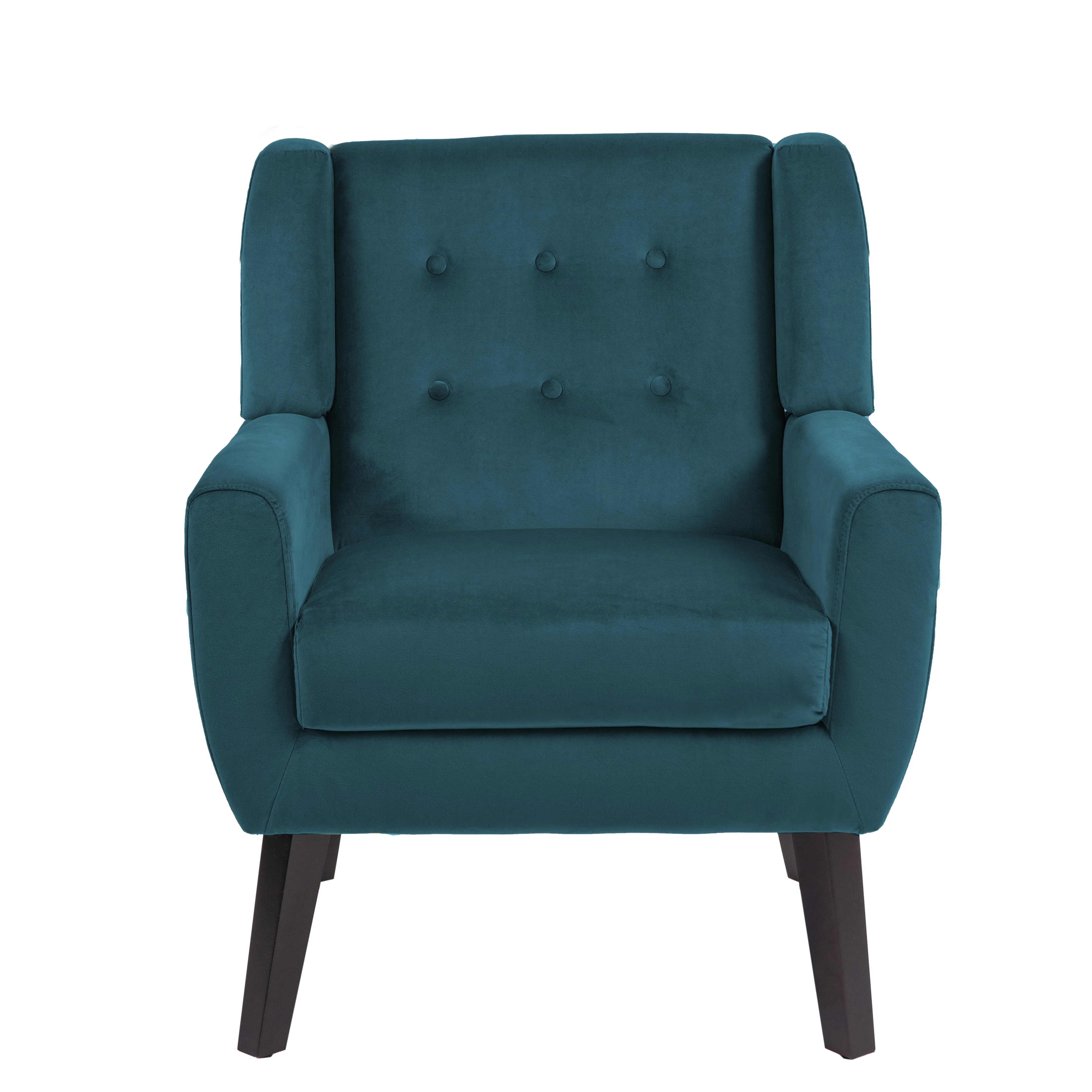 George Oliver Jaqueze Upholstered Linen Blend Tufted Wide Back Armchair with Solid Wood Leg & Rev... | Wayfair North America