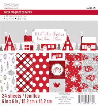 Red & White Christmas Paper Pad by Recollections™, 6" x 6" | Michaels Stores