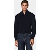 Navy Ribbed Zip Cardigan | Suitsupply (US)