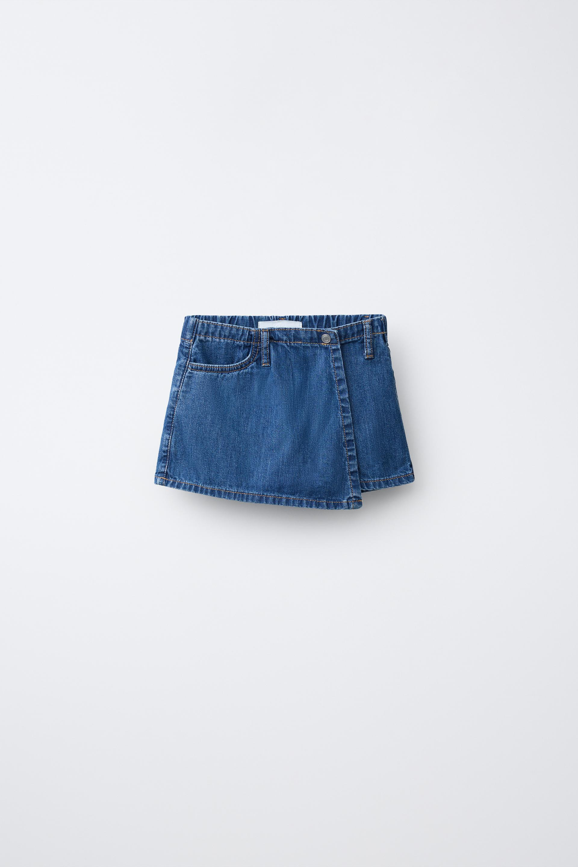 Zara - Denim Bermuda Skort - Blue - 6-7 Years (48,0 Inches) - Kids | Zara US