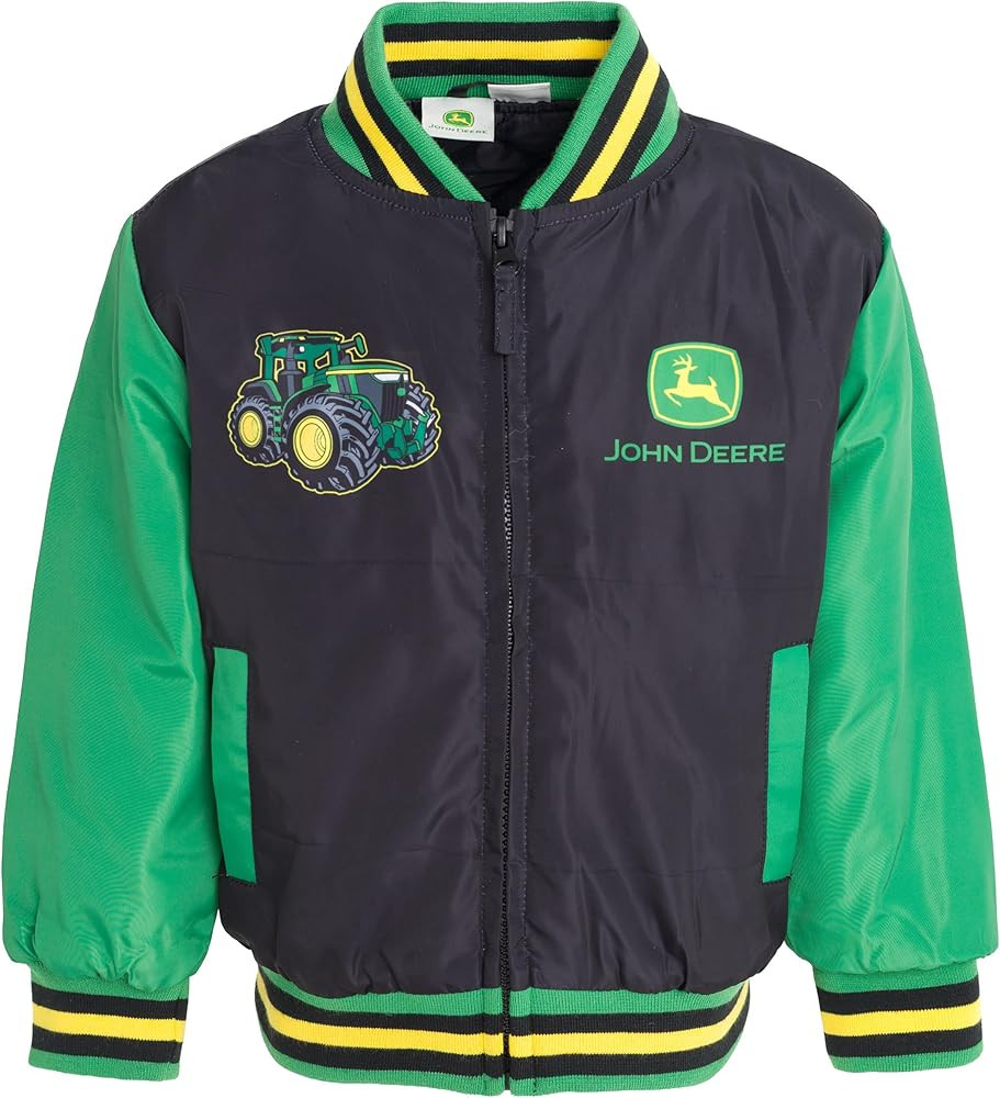 John Deere Tractor Varsity Zip Up Bomber Jacket Toddler to Little Kid Sizes (2T - 7-8) | Amazon (US)