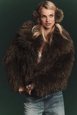 NVLT Crop Fringe Faux Fur Coat | Anthropologie (US)