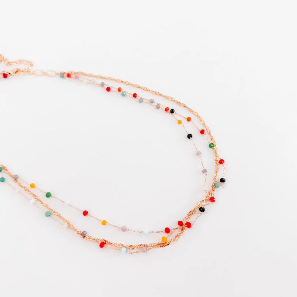 Multi Layered Beaded Chain Necklace Multi-Color | Pretty Simple