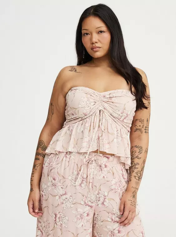 Crinkle Gauze Cinched Tube Top in Multi | Torrid (US & Canada)